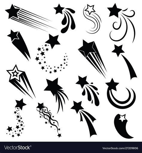 Set shooting stars collection stylized vector image on VectorStock | Star tattoos, Shooting star ...