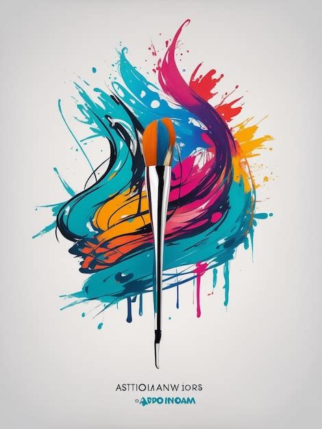 Premium Photo | Awesome logo for an art workshop using a brush white