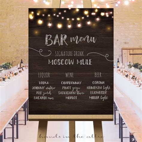 Large Wedding Signs Bar Menu Wedding Drink Sign Printable - Etsy