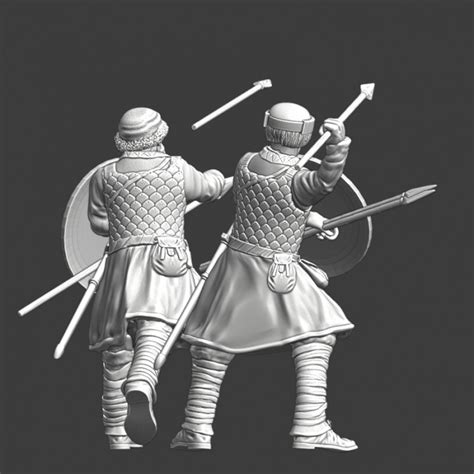 3D Printable Medieval Teutonic auxiliary infantry - javelin throwers by Northern Crusades Miniatures