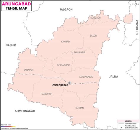 Aurangabad Tehsil Map, Talukas in Aurangabad