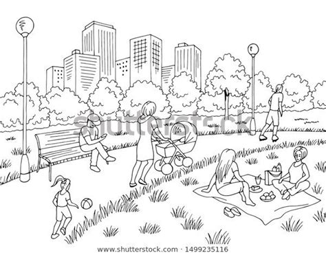 Park Graphic Black White City Landscape Stock Vector (Royalty Free) 1499235116 | Shutterstock ...