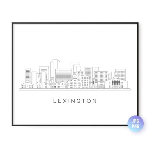 Lexington Skyline Print. Lexington City Skyline Line Art. Instant ...