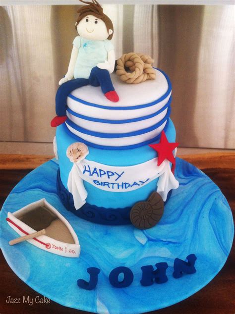 John's Blue And White Birthday Cake - CakeCentral.com