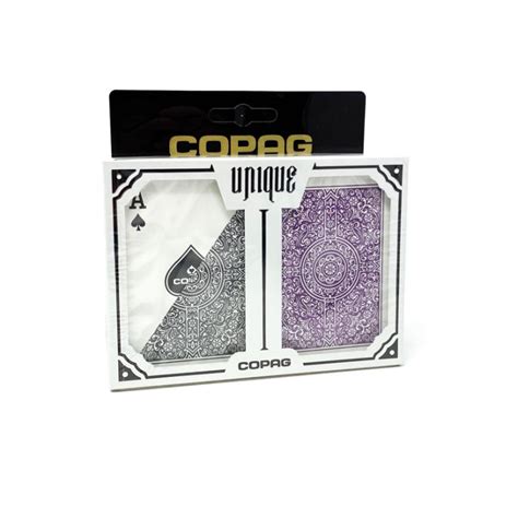 Copag Unique 100% Plastic Playing Cards - Poker Size, Regular Index, Purple/Gray 2 Deck Set