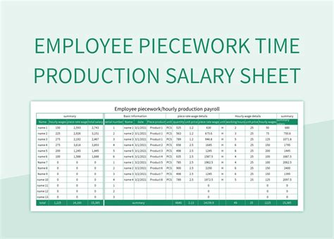 Efficient Tracking Of Employee Salary Piecework Attendance Sheet Excel Template And Google ...