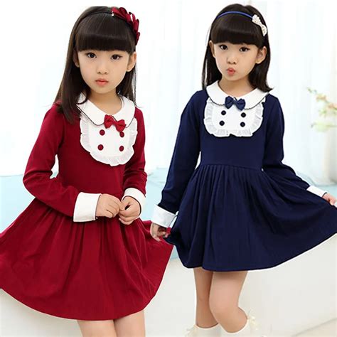 2017 new School dress girls spring and autumn clothes child dress lace ...