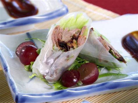 Peking Duck Spring Rolls : Recipes : Cooking Channel Recipe | Ching-He Huang | Cooking Channel