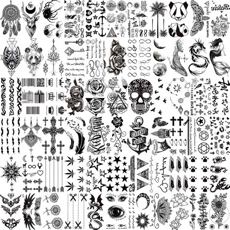 Buy VANTATY 66 Sheets 3D Small Black Temporary Tattoos For Women Men Waterproof Fake Tattoo ...