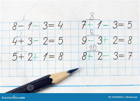 Math Examples in Elementary School Stock Photo - Image of correct ...