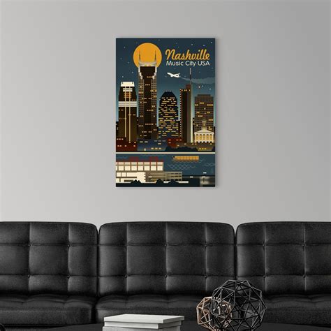 Retro Skyline, Nashville, Tennessee Wall Art, Canvas Prints, Framed Prints, Wall Peels | Great ...