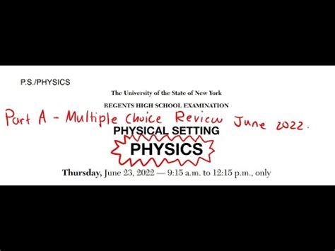 June 2022 Physics Regents Review (Part A #1-35) - YouTube