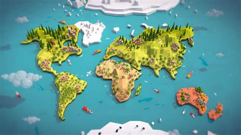 3D model Cartoon Low Poly Earth World Map VR / AR / low-poly | CGTrader