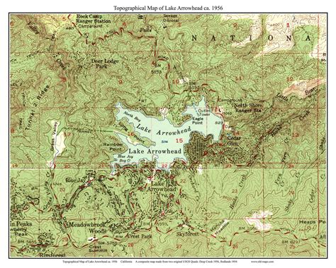 Lake Arrowhead 1956 Old Topographic Map USGS Custom Composite | Etsy | Lake arrowhead ...