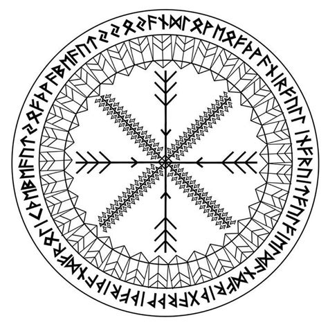 an image of a circle with symbols in the middle and two arrows on each side