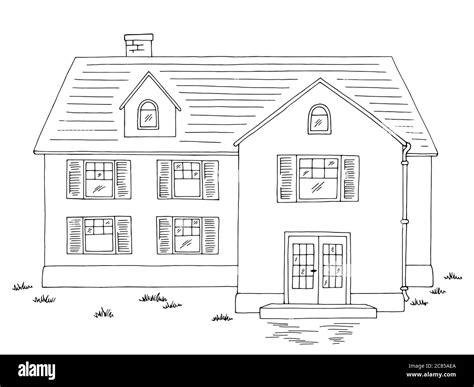 House exterior building graphic black white sketch illustration vector Stock Vector Image & Art ...