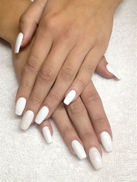 Matte white coffin shape gel nails | Gel nail extensions, Nail extensions, Gel nails french