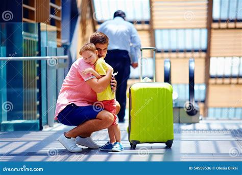 Sad Father Hugging Son Before Leaving In Long Trip Stock Photo - Image: 54559536