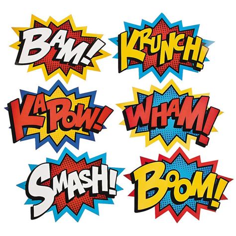 Superhero Words Cutouts 24" (6 PACK) | Superhero, Fun express, Superhero theme party