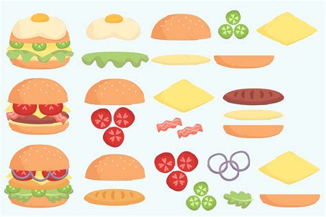 Burger Ingredients Vector Art, Icons, and Graphics for Free Download