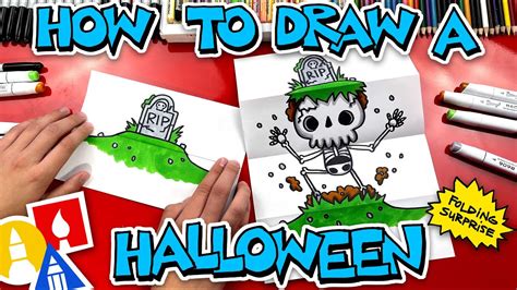 How To Draw A Halloween Folding Surprise (Skeleton Grave) - YouTube