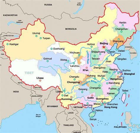 China on a map - China on map (Eastern Asia - Asia)