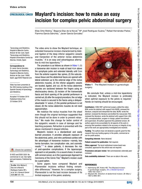 (PDF) Maylard’s incision: how to make an easy incision for complex pelvic abdominal surgery