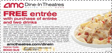 AMC Dine-In Theaters Coupon: Free Entree | Living Rich With Coupons®