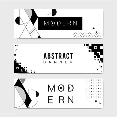 Modern black and white geometric banner templates set | free image by rawpixel.com Event Banner ...