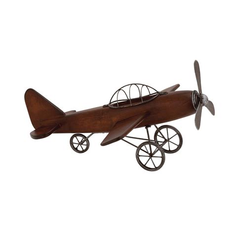 Woodland Imports Fascinating Styled Wood Metal Airplane Sculpture ...