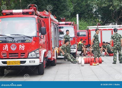 Shenzhen, China: Fire Fighter Training Editorial Stock Image - Image of vehicles, asia: 56381399