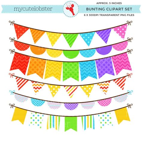 Rainbow Bunting Clipart Set clip art set of bunting in