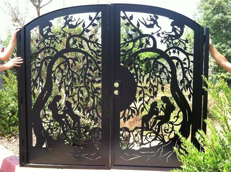 Handmade Metal Art Gate Custom Dual Entry Pedestrian Walk Thru Iron ...