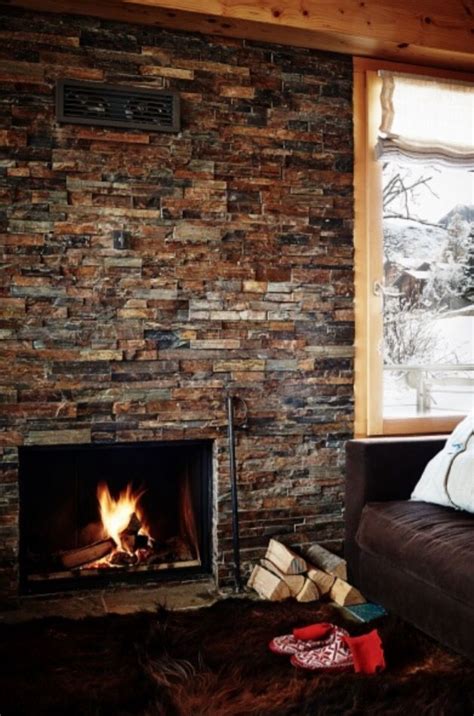 This chalet fireplace is from our feature "Chalet Chic" | Chalet chic, Chalet, Fireplace