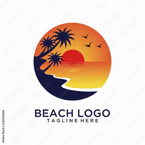 Beach sunset logo design Stock Vector | Adobe Stock