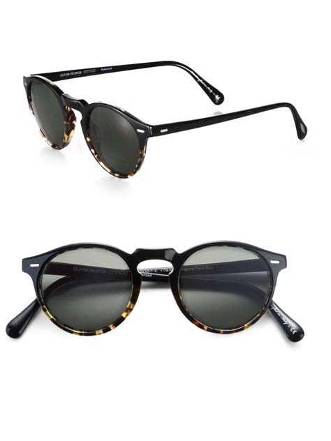 Oliver Peoples Gregory Peck Round Polarized Sunglasses in Black - Lyst