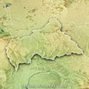 Central African Republic 3D Render Topographic Map Color Border Canvas Print / Canvas Art by ...