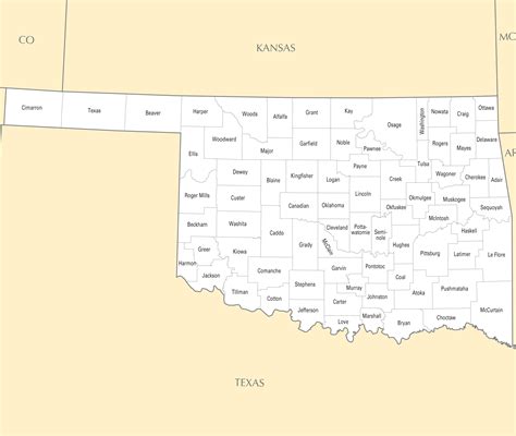 Printable Map Of Oklahoma Counties