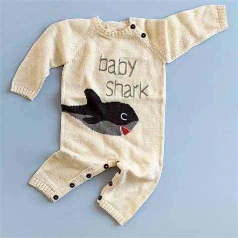 Organic Knitted Baby Romper - Shark