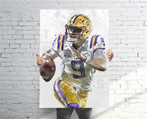 Joe Burrow Lsu Tigers Poster , Canvas, Banner, Football Fan, Paint Splash Sports Art – Poster ...