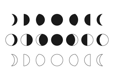 Vector set of moon phases. Moon silhouette icons 7005227 Vector Art at Vecteezy