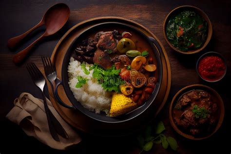 Traditional Brazilian Feijoada Top View with Side Dishes.generative Ai ...