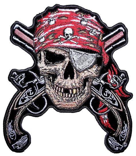 Pirate Skull Eye Patch Crossed Guns Embroidered Biker Patch – Quality Biker Patches