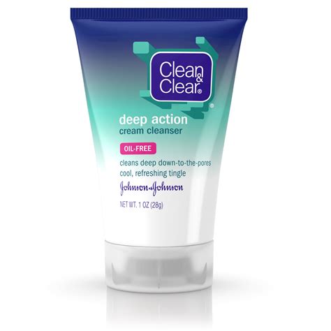 Clean & Clear Oil-Free Deep Action Cream Facial Cleanser, 1 oz ...