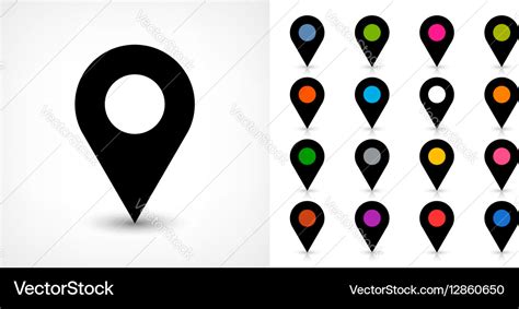 Map pin sign location icon with drop shadow Vector Image