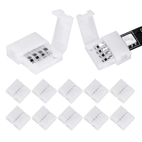 Buy WENHSIN 10Packs 4-Pin RGB LED Light Strip Connectors 10mm Unwired ...