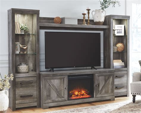 Wynnlow 4-Piece Entertainment Center with Fireplace, Gray | Casa ...