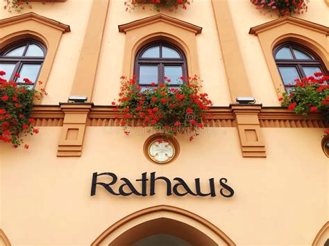 Facade of City Hall in Pfarrkirchen, Bavaria - Germany with Flowers ...