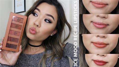 3CE Mood Recipe Lipsticks • Swatches + Review - YouTube