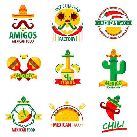 Premium Vector | Mexican food logo emblems vector poster on white